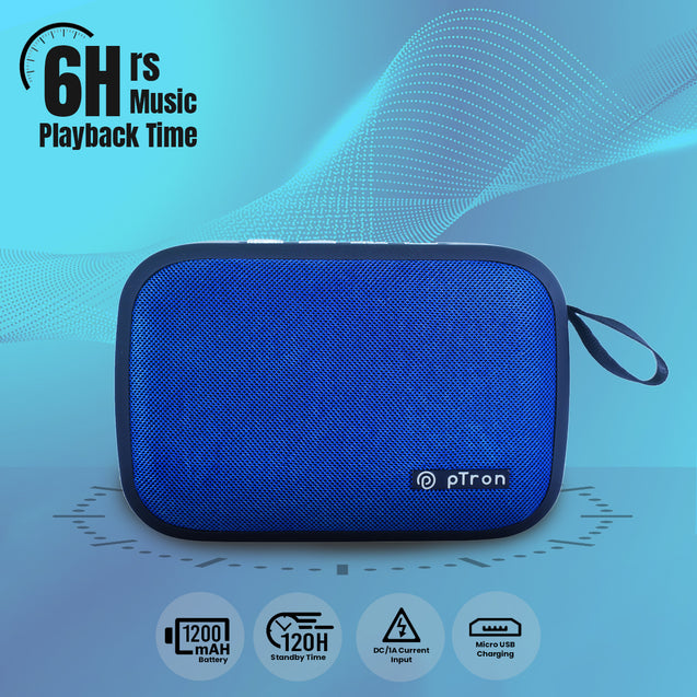 pTron Musicbot Lite 5W Mini Bluetooth Speaker with 6Hrs Playtime, Immersive Sound, 40mm Driver, Bluetooth v5.1 with Strong Connectivity, Portable Design, Integrated Music & Call Control (Blue)