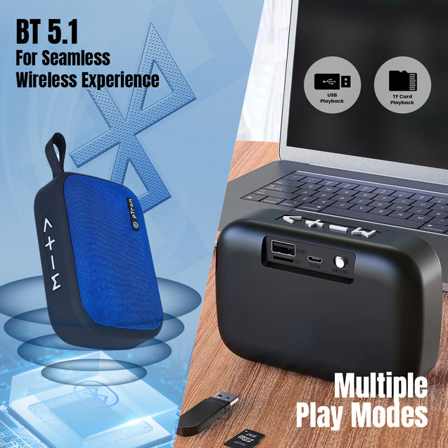 pTron Musicbot Lite 5W Mini Bluetooth Speaker with 6Hrs Playtime, Immersive Sound, 40mm Driver, Bluetooth v5.1 with Strong Connectivity, Portable Design, Integrated Music & Call Control (Blue)