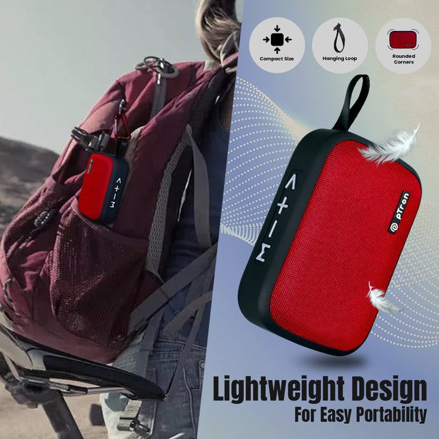 pTron Musicbot Lite 5W Mini Bluetooth Speaker with 6Hrs Playtime, Immersive Sound, 40mm Driver, Bluetooth v5.1 with Strong Connectivity, Portable Design, Integrated Music & Call Control (Red)