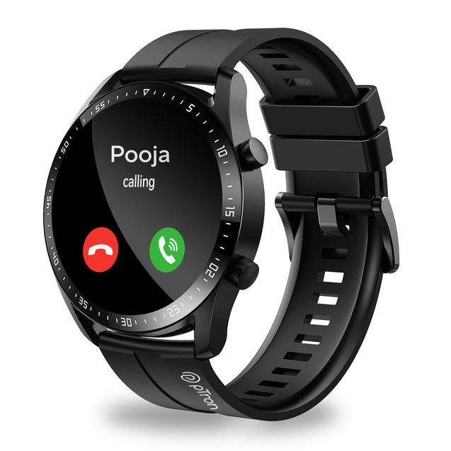 pTron Force X11P Bluetooth Calling Smartwatch with 3.3 cm Full Touch Display, Heart Rate Tracking, SpO2, 100s of Watch Faces, 5 Days Runtime, Fitness Trackers & IP68 Waterproof (Black)