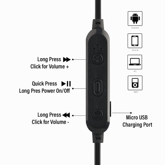 pTron Avento Lite High Bass In-Ear Stereo Wireless Earphones - (Black)