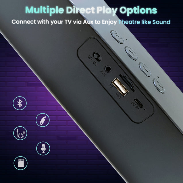 pTron Musicbot Evo with 10Hrs Playtime, Punchy Bass & Aux Port 10 W Bluetooth Soundbar  (Black)