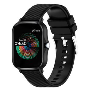 pTron Force X10e Smartwatch with 4.3 cm Full Touch Color Display, 24/7 Heart Rate Tracking, SpO2, Multiple Watch Faces, 10-12 Days Runtime, Sleep/Health/Fitness Trackers & IP68 Waterproof (Black)