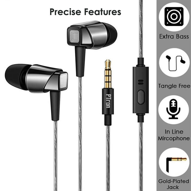 PTron Pride In-Ear Headphone With Noise Cancellation For All Smartphones (Black/Nickel)