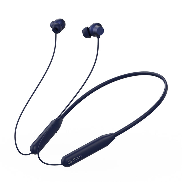 pTron Tangent Eon in Ear Bluetooth 5.3 Wireless Headphones, 45H Playtime, HD Mic & Trutalk AI-ENC Calls, Movie/Music Modes, Dual Device Pairing & Type-C Fast Charging & IPX5 (Dark Blue)