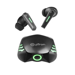 pTron Bassbuds B51 Gaming In-Ear TWS Earbuds, 50ms Low Gaming Latency, 40H Playtime, Dual Mic with ENC for Clear Calls, Bluetooth 5.1, Deep Bass & IPX4 (Black)