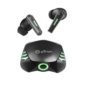 pTron Bassbuds B51 Gaming In-Ear TWS Earbuds, 50ms Low Gaming Latency, 40H Playtime, Dual Mic with ENC for Clear Calls, Bluetooth 5.1, Deep Bass & IPX4 (Black)