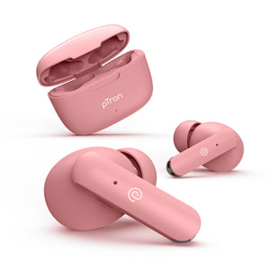 pTron Bassbuds Joy in-Ear Wireless Earbuds, Immersive Sound, 32Hrs Playtime, Clear Calls TWS Earbuds, Bluetooth V5.1 Headphone, Type-C Fast Charging, Voice Assist & IPX4 Water Resistant (Pink)
