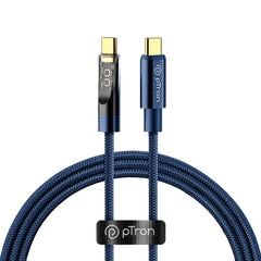 pTron Solero 80W Type-C to Type-C Fast Charging USB Cable, Compatible with Samsung, OnePlus, Oppo, Vivo,Xiaomi & Other Devices, Unbreakable Nylon Braid & 480Mbps Data Sync Speed (1m, Bold Blue)