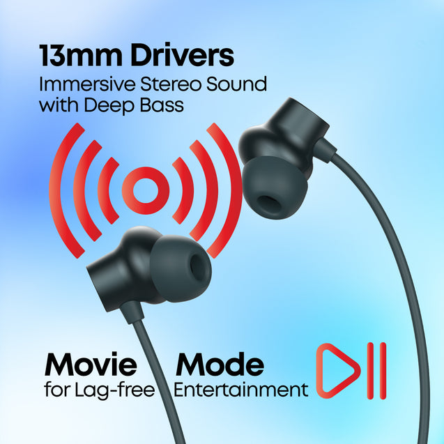 pTron Tangent Eon in Ear Bluetooth 5.3 Wireless Headphones, 45H Playtime, HD Mic & Trutalk AI-ENC Calls, Movie/Music Modes, Dual Device Pairing & Type-C Fast Charging & IPX5 (Grey)