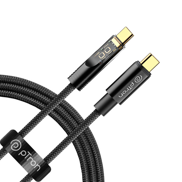 pTron Pace 80W Type-C to Type-C Cable 1M (Black)