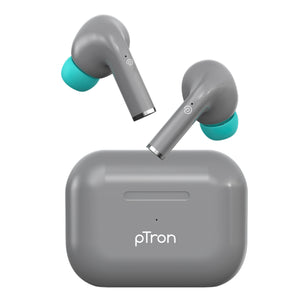 pTron Bassbuds Neo TWS Earbuds, HD Mic & TruTalk AI-ENC Calls, Immersive Sound, Game/Music Modes, 35H Playtime, in-Ear Bluetooth 5.3 Headphones, Type-C Fast Charging & IPX5 Water Resistant (Smoke Grey)