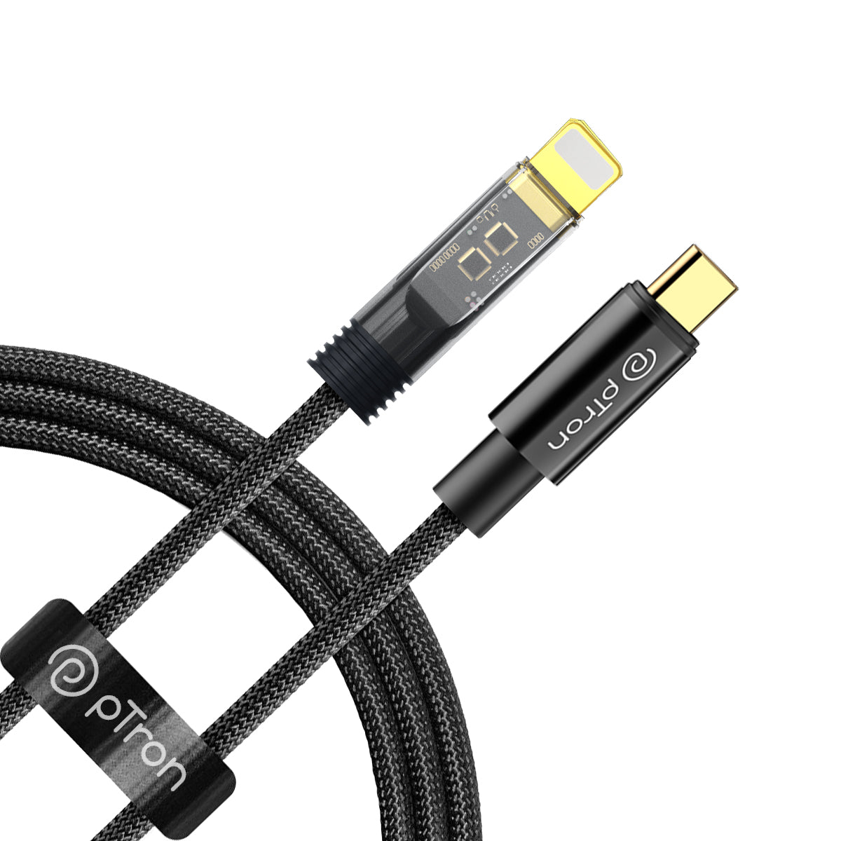 pTron Pace 30W Type-C to iOS Cable 1M (Black) - pTron India