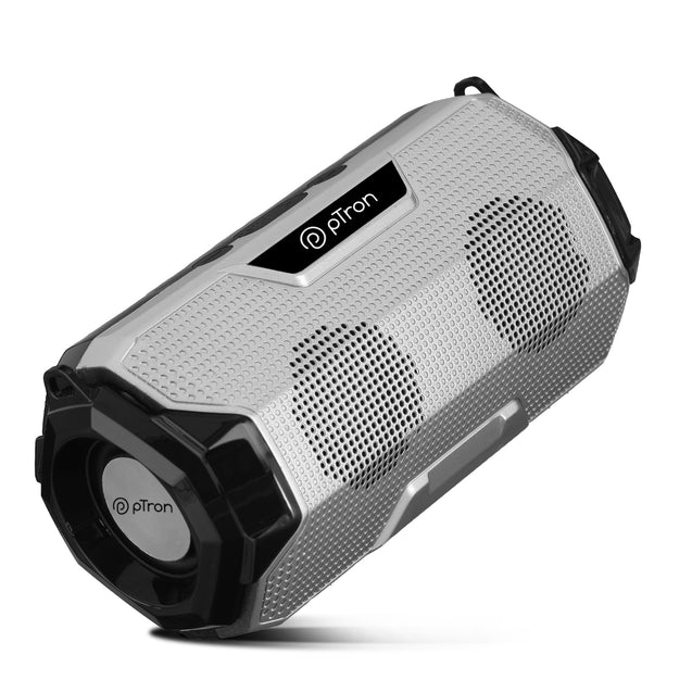 pTron Fusion Rock 16W Portable Bluetooth 5.0 Speaker with Dual Drivers, 6Hrs Playtime, Speaker for Phone/Laptop/Tablets, Aux/TF Card/USB Drive Playback & TWS Function (Silver/Black)