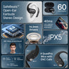 pTron Zenbuds Evo X2 Pro Open Ear Wireless Earbuds, SafeBeats Design, 4 QuadPro Mics with ENC Calls, 60H Playtime, Wraparound Audio, BT5.3 Headphones, Touch Control & Type C Fast Charging (Jet Black)
