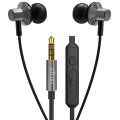 pTron Pride Lite in-Ear Wired in Ear Earphones with in-line Mic, 10mm Driver, Immersive Sound, Metal Buds, Compatible with 3.5mm Aux Port Device & 1.2m Tangle-Free Cable (Gray)