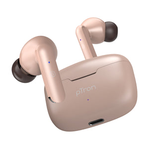 pTron Basspods P81 in-Ear Wireless Earbuds, Pristine Sound, 32Hrs Playtime, Clear Calls TWS Earbuds, Bluetooth V5.1 Headphone, Type-C Fast Charging, Voice Assist & IPX4 Water Resistant (Brown)