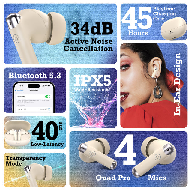pTron Zenbuds Evo X5 ANC TWS Earbuds