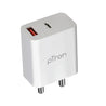 pTron Volta FC15 20W Dual Port USB & Type-C (PD) Fast Charger, BIS Certified Wall Adapter for iPhone 12/12 Pro/12 Mini/12 Pro Max/11/XS/XR/X/8/Plus, iPad Pro, Galaxy 10/9/8 (Cable Not Included, White)