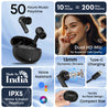 pTron Bassbuds Fury in-Ear TWS Earbuds with 13mm Drivers, 50Hrs Playtime, AI-ENC Clear Calls, Bluetooth V5.4 Wireless Headphones, Voice Assistant, Type C Charging &amp; IPX5 Water Resistant (Black)