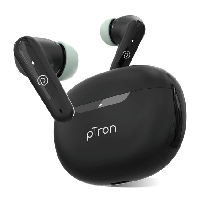 pTron Basspods Mojo TWS Earbuds (Black & Green)