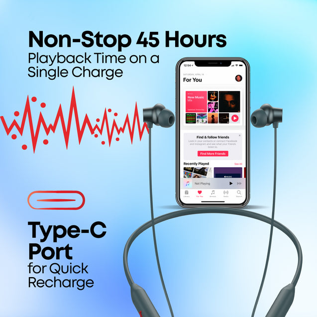 pTron Tangent Eon in Ear Bluetooth 5.3 Wireless Headphones, 45H Playtime, HD Mic & Trutalk AI-ENC Calls, Movie/Music Modes, Dual Device Pairing & Type-C Fast Charging & IPX5 (Grey)