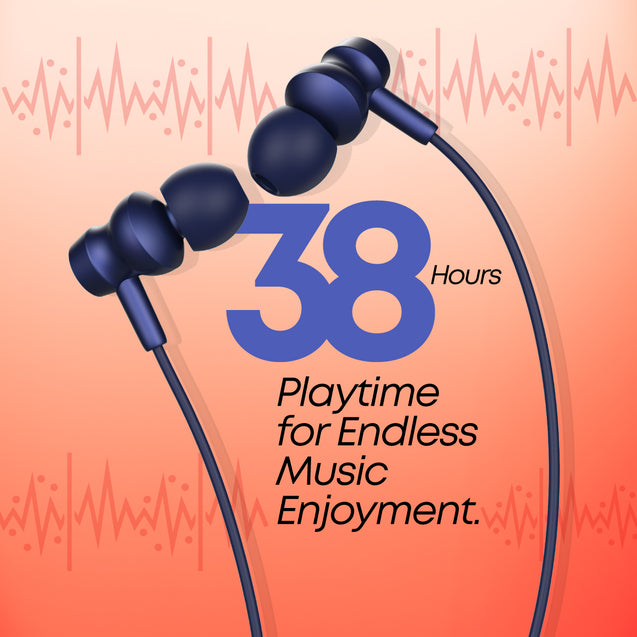 pTron Tangent Flex Bluetooth 5.3 Wireless In Ear Headphone with Mic, 38H Playtime, 13mm Driver, Dual Device Pairing Wireless Neckband, Type-C Charge, Magnetic Buds & IPX5 Water Resistant (Bold Blue)