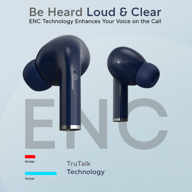 pTron Bassbuds Neo TWS Earbuds, HD Mic & TruTalk AI-ENC Calls, Immersive Sound, Game/Music Modes, 35H Playtime, in-Ear Bluetooth 5.3 Headphones, Type-C Fast Charging & IPX5 Water Resistant (Royal Blue)