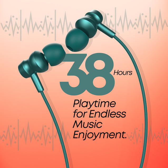 pTron Tangent Flex Bluetooth 5.3 Wireless In Ear Headphone with Mic, 38H Playtime, 13mm Driver, Dual Device Pairing Wireless Neckband, Type-C Charge, Magnetic Buds & IPX5 Water Resistant (Forest Green)