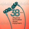 pTron Tangent Flex Bluetooth 5.3 Wireless In Ear Headphone with Mic, 38H Playtime, 13mm Driver, Dual Device Pairing Wireless Neckband, Type-C Charge, Magnetic Buds & IPX5 Water Resistant (Forest Green)
