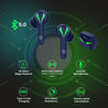 pTron Bassbuds Jade Truly Wireless Earbuds, 40ms Gaming Low Latency TWS, Stereo Calls, 40Hrs Playtime, Punchy Bass, in-Ear Bluetooth Headphones, Fast Type-C Charging & IPX4 Waterproof (Blue)