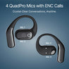 pTron Zenbuds Evo X2 Pro Open Ear Wireless Earbuds, SafeBeats Design, 4 QuadPro Mics with ENC Calls, 60H Playtime, Wraparound Audio, BT5.3 Headphones, Touch Control & Type C Fast Charging (Jet Black)