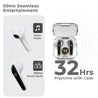 pTron Bassbuds Nyx in-Ear TWS Earbuds, Immersive Audio, Bluetooth 5.1 Wireless Headphones, HD Mic, 50ms Movie Mode, Digital Case, Type-C Fast Charging & IPX4 Water Resistant (Pearl White & Black)