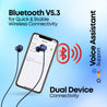 pTron Tangent Eon in Ear Bluetooth 5.3 Wireless Headphones, 45H Playtime, HD Mic & Trutalk AI-ENC Calls, Movie/Music Modes, Dual Device Pairing & Type-C Fast Charging & IPX5 (Dark Blue)