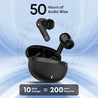 pTron Bassbuds Fury in-Ear TWS Earbuds with 13mm Drivers, 50Hrs Playtime, AI-ENC Clear Calls, Bluetooth V5.4 Wireless Headphones, Voice Assistant, Type C Charging &amp; IPX5 Water Resistant (Black)