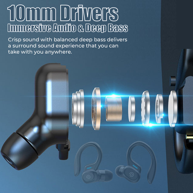 pTron Bassbuds Sports V4 Wireless in-Ear TWS Earbuds with Mic, TruTalk AI-ENC Stereo Calls, Game/Music Modes, 36Hrs Playtime, BT5.3, Type-C Fast Charging & IPX5 Water Resistant (Black)