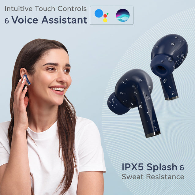pTron Bassbuds Neo TWS Earbuds, HD Mic & TruTalk AI-ENC Calls, Immersive Sound, Game/Music Modes, 35H Playtime, in-Ear Bluetooth 5.3 Headphones, Type-C Fast Charging & IPX5 Water Resistant (Royal Blue)