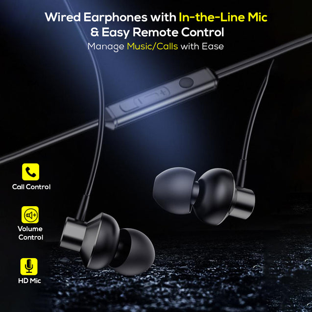 pTron Pride Lite in-Ear Wired in Ear Earphones with in-line Mic, 10mm Driver, Immersive Sound, Metal Buds, Compatible with 3.5mm Aux Port Device & 1.2m Tangle-Free Cable (Gray)