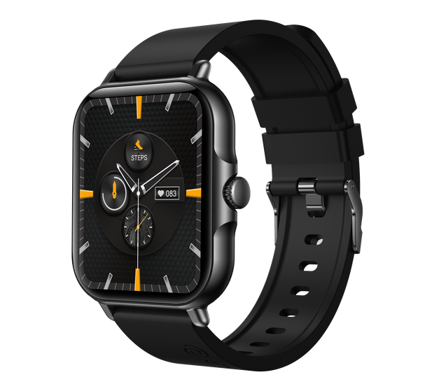 pTron Reflect Callz Smartwatch with Bluetooth Calling, 4.6 cm Full Touch Display, 600 NITS, Digital Crown, 100+ Watch Faces, HR, SpO2, Sports Mode, 5 Days Battery Life & IP68 (Black)