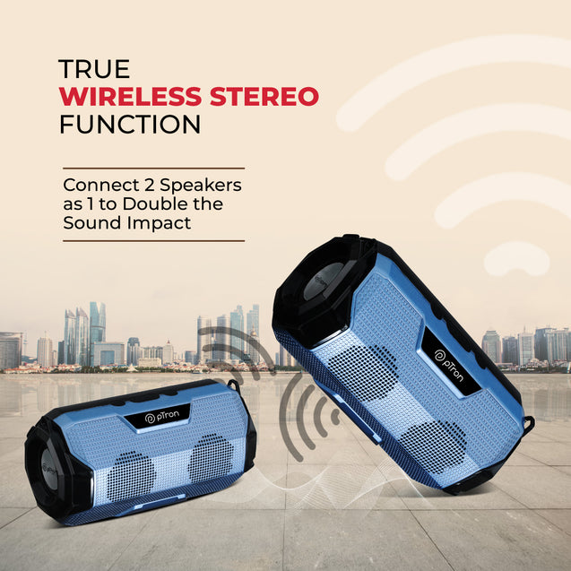 pTron Fusion Rock 16W Portable Bluetooth 5.0 Speaker with Dual Drivers, 6Hrs Playtime, Speaker for Phone/Laptop/Tablets, Aux/TF Card/USB Drive Playback & TWS Function (Blue)