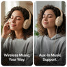 pTron Studio w/ 60Hrs Playtime, Wireless Over-Ear Headphones with HD Mic, Immersive Sound, 40mm Drivers, Bluetooth V5.4, Dual-Device Pairing, 3.5mm Aux Port, TF Card Slot & Type-C Fast Charging (Beige)