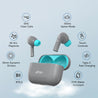 pTron Bassbuds Neo TWS Earbuds, HD Mic & TruTalk AI-ENC Calls, Immersive Sound, Game/Music Modes, 35H Playtime, in-Ear Bluetooth 5.3 Headphones, Type-C Fast Charging & IPX5 Water Resistant (Smoke Grey)