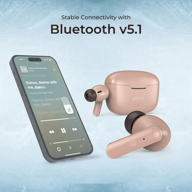pTron Basspods P81 in-Ear Wireless Earbuds, Pristine Sound, 32Hrs Playtime, Clear Calls TWS Earbuds, Bluetooth V5.1 Headphone, Type-C Fast Charging, Voice Assist & IPX4 Water Resistant (Brown)