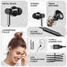 pTron Boom Play X1 In-Ear Type C Wired Headphones with Mic, 13mm Driver for Immersive Audio, 1.2m Fish Scale Style Tangle-free Cable, In-line Control, Metal Buds, Snug-fit & Wide Compatibility (Black)