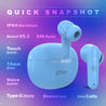 pTron Basspods Mojo TWS Earbuds (Light Blue)