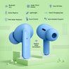 pTron Bassbuds Air In-Ear TWS Earbuds with 13mm Driver for Immersive Sound, 32Hrs Playtime, Clear Calls, Bluetooth V5.1, Touch Control, TypeC Fast Charging, Voice Assist & IPX4 Water Resistant (Blue Matt)