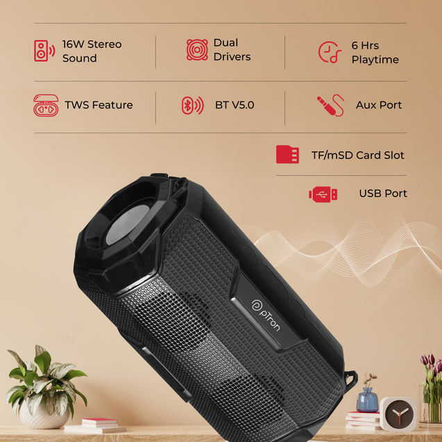 pTron Fusion Rock BT Speaker (Black)