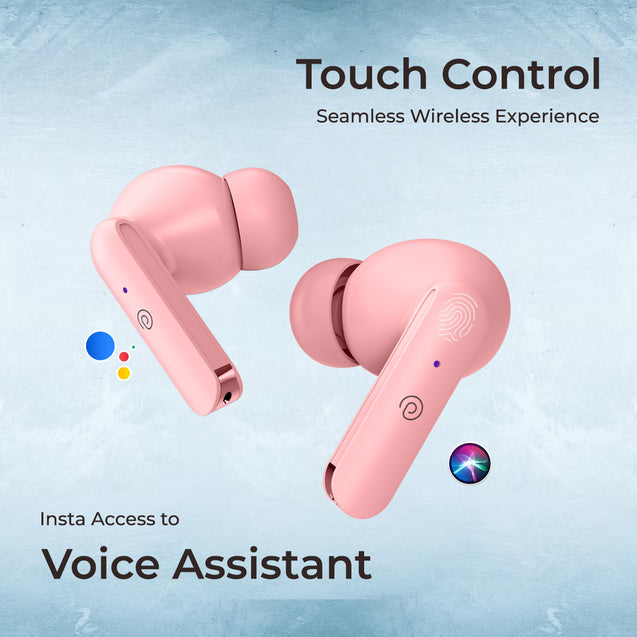 pTron Bassbuds Joy in-Ear Wireless Earbuds, Immersive Sound, 32Hrs Playtime, Clear Calls TWS Earbuds, Bluetooth V5.1 Headphone, Type-C Fast Charging, Voice Assist & IPX4 Water Resistant (Flamingo Pink)