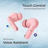 pTron Bassbuds Joy in-Ear Wireless Earbuds, Immersive Sound, 32Hrs Playtime, Clear Calls TWS Earbuds, Bluetooth V5.1 Headphone, Type-C Fast Charging, Voice Assist & IPX4 Water Resistant (Flamingo Pink)
