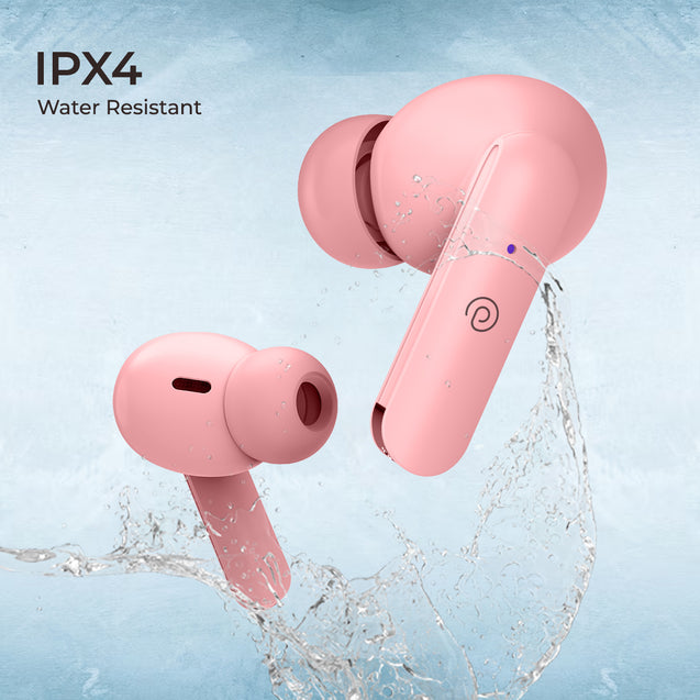 pTron Bassbuds Joy in-Ear Wireless Earbuds, Immersive Sound, 32Hrs Playtime, Clear Calls TWS Earbuds, Bluetooth V5.1 Headphone, Type-C Fast Charging, Voice Assist & IPX4 Water Resistant (Flamingo Pink)